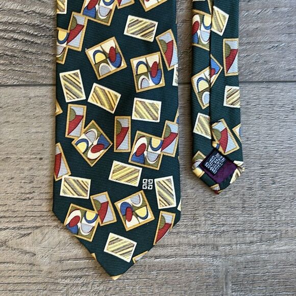 Vintage Givenchy Monsieur Silk Patterned Logo Men’s Designer Tie - Picture 5 of 5